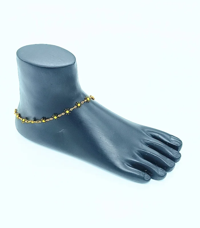 Gold & Black Trendy Ethnic Jewellery Anklet