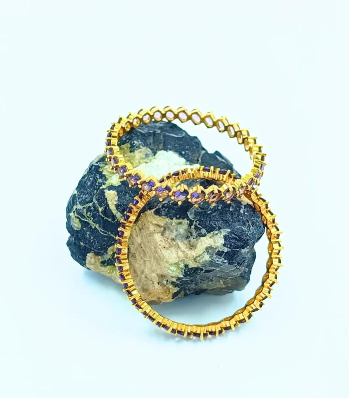 Modern Stackable Bangles Set with Red Stones