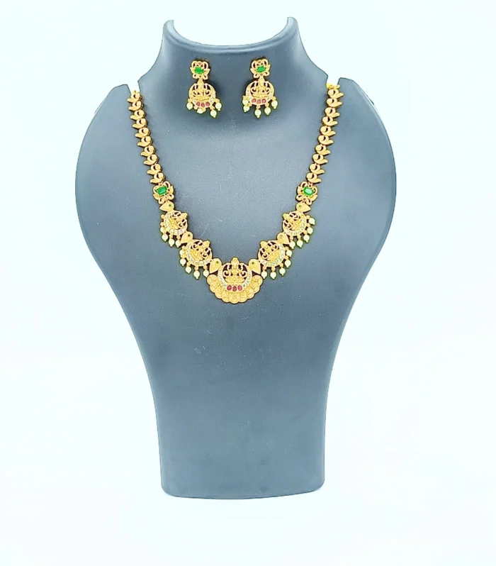 Lakshmi Greenstone Temple Necklace Novelty Jewellery