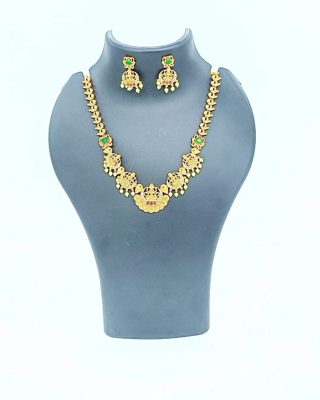 Lakshmi Greenstone Temple Necklace Novelty Jewellery